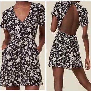 Reformation Dalia mini dress with open back and printed stars